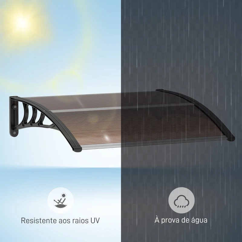 Outsunny Marquise de Proteção 75x100 cm para Portas e Janelas contra Sol e Chuva com Suporte de Liga de Alumínio Marrom e Preto