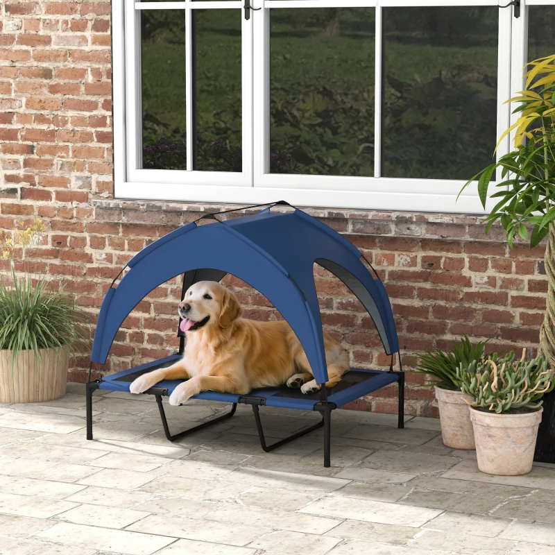 PawHut Hondenbed voor buiten, weerbestendig, verhoogd frame, 106 x 76 x 94 cm, Donkerblauw