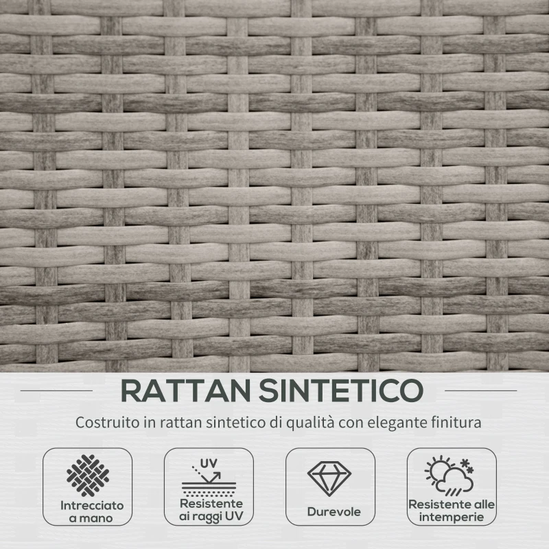 Outsunny Set Salotto da Esterni 4 Pezzi con 3 Divani e 1 Tavolino da Caffè, in Rattan PE, Cuscini Inclusi