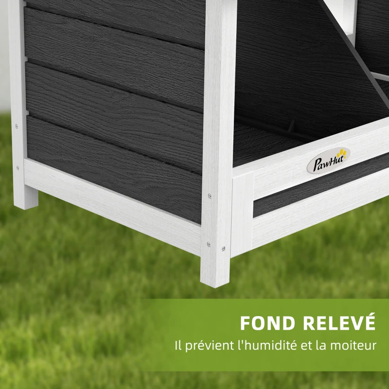 PawHut Pondoir nichoir pour poules 3 emplacements avec toit asphalte structure en bois 95 x 37 x 34 cm gris noir