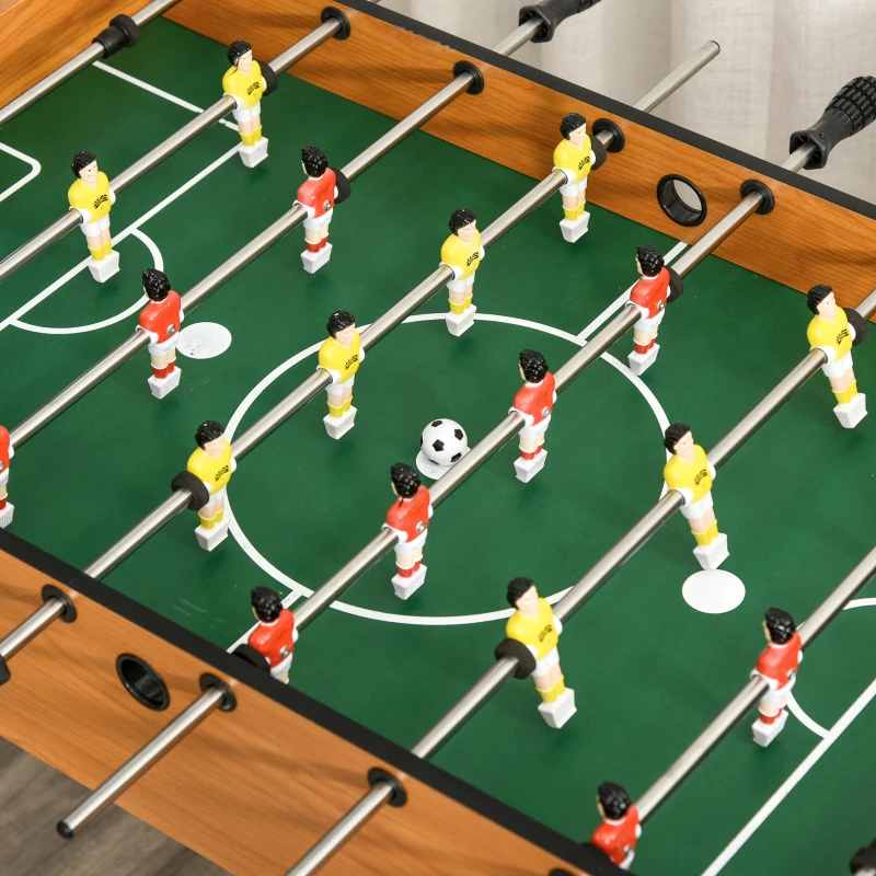 HOMCOM Baby-foot table de Babyfoot jeu de football dim. 122L x 61l x 80H cm 2 balles fournies MDF imitation bois acajou