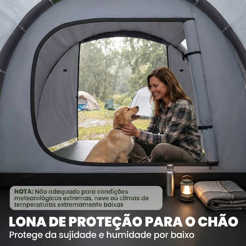 Outsunny Tenda de Campismo para 2-3 Pessoas Dobrável à Prova d'Agua e à Prova de UV 20+ com Vestíbulo 426x206x154 cm Cinza Escuro