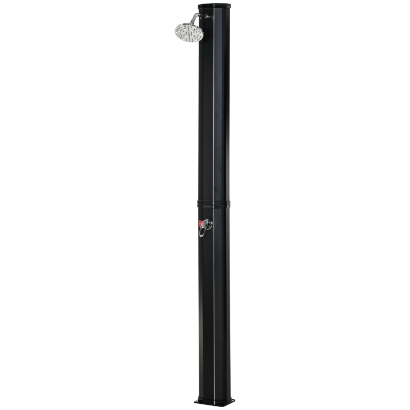Outsunny Doccia Solare Riscaldata 55° per Esterno con Serbatoio da 35 Litri e Miscelatore, Nero