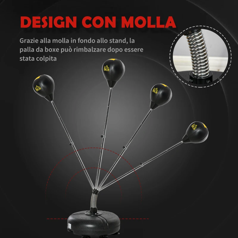 HOMCOM Punching Ball ad Altezza Regolabile, Guanti Inclusi, in PE e Metallo, 45x45x133-151cm