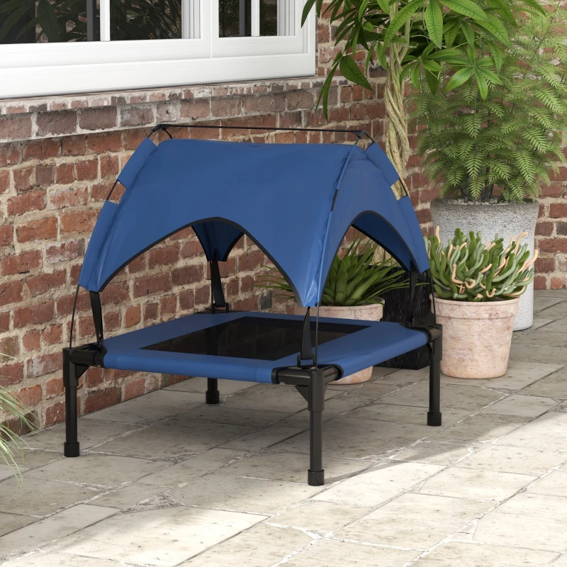 PawHut Hondenbed met Dak, Ademend, Waterafstotend, tot 20 kg, 76 x 61 x 69,5 cm, Donkerblauw