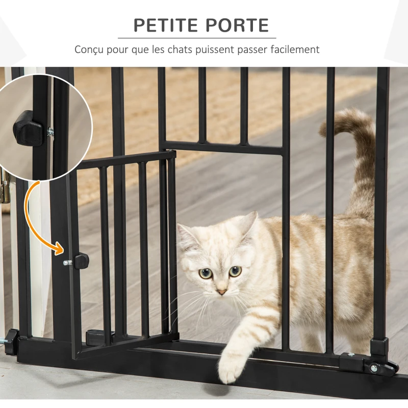 PawHut Lot de 2 barrières de sécurité animaux de 104H cm avec système de double verrouillage sans percage de 74 à 80 cm