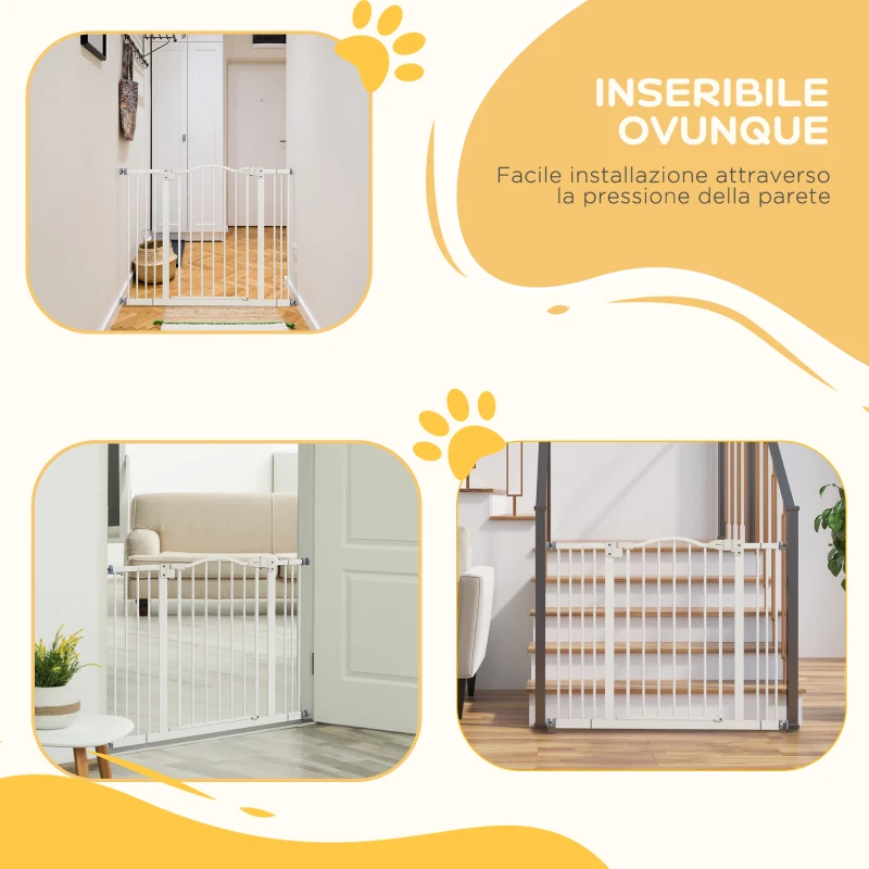 PawHut Cancelletto per Cani Estensibile con 4 Viti Regolabili, in Metallo e Plastica, 74-100x78 cm, Bianco