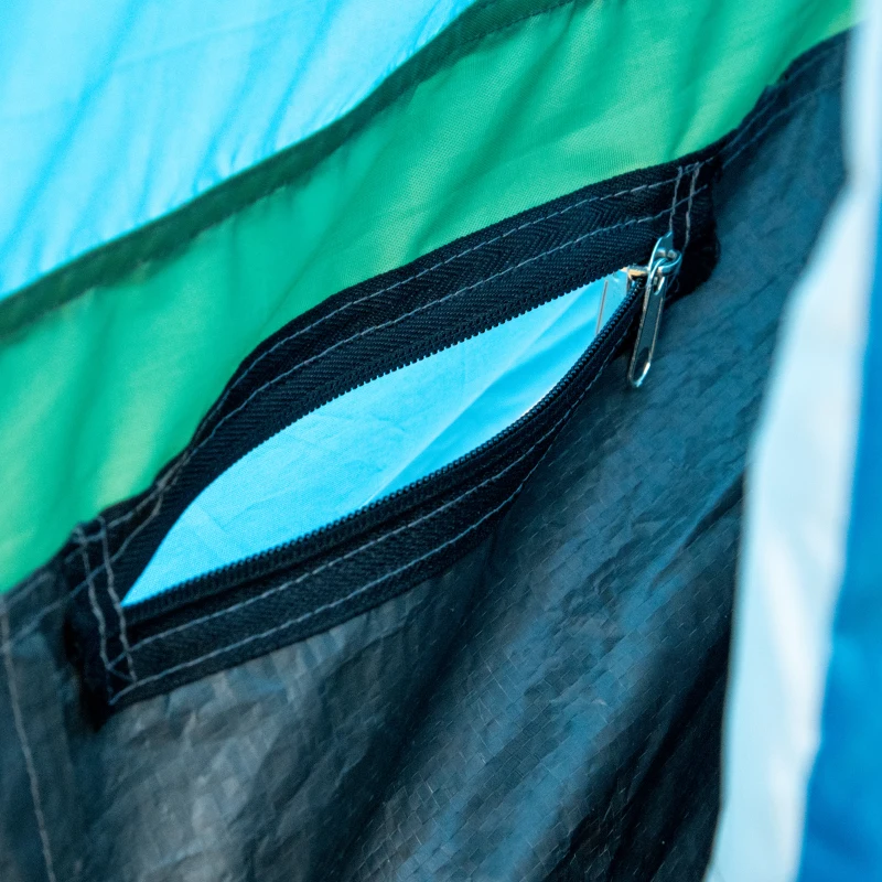 Outsunny Campingtent voor 5 personen, 2 kamers, verwijderbaar tussenschot, weerbestendig, incl. transporttas, blauw+zwart