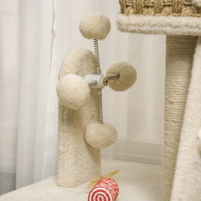 Pawhut kattenboom 130H cm klimboom met kattengrot speelballen(m-7)