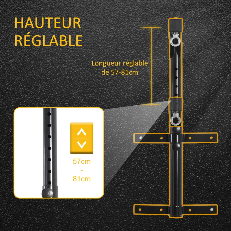 HOMCOM Support sac de boxe fixation sac de frappe hauteur réglable charge max. 100 Kg acier noir