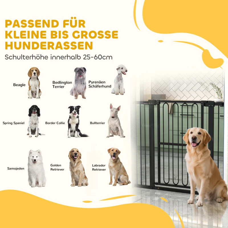 PawHut Deurhek Hond, 76-104 cm Afsluithek zonder boren, Traphek