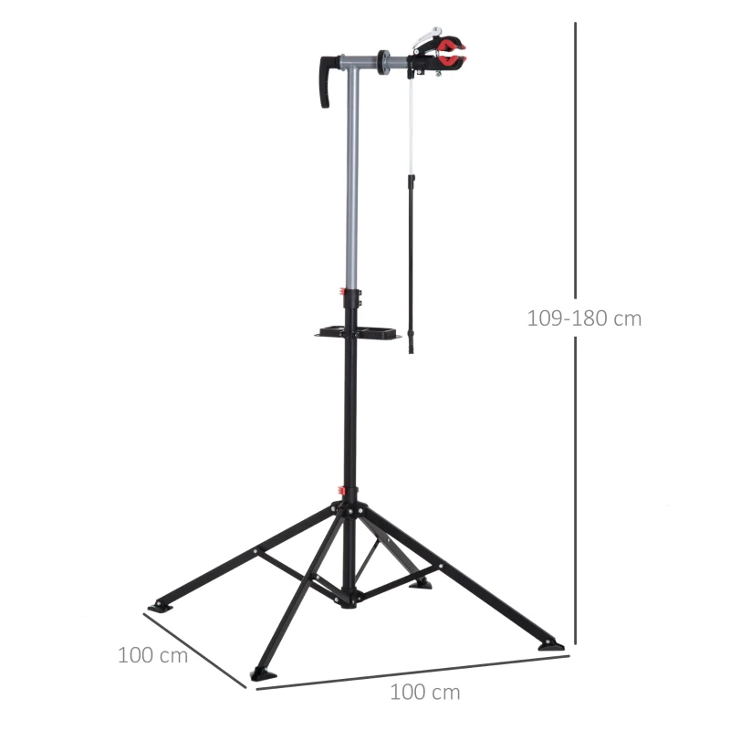 HOMCOM Pied d'Atelier Pliable Vélo, Support de Réparation, Pied de Montage Pivotant 360°, Hauteur Réglable, Argent