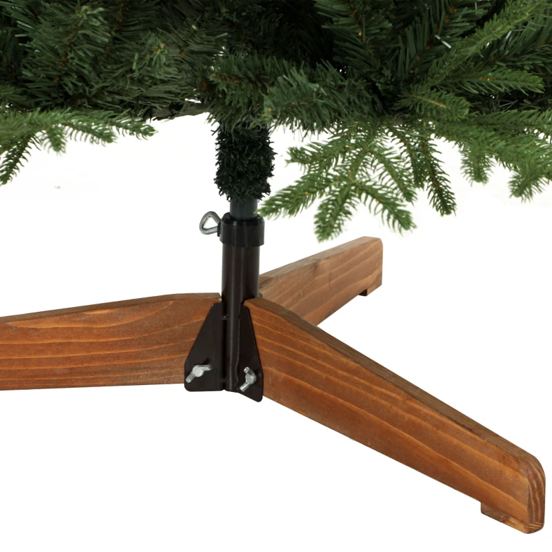 HOMCOM 180 cm Artificial Christmas Tree Full Hinged Xmas Tree Solid Pine Wood Stand, Green