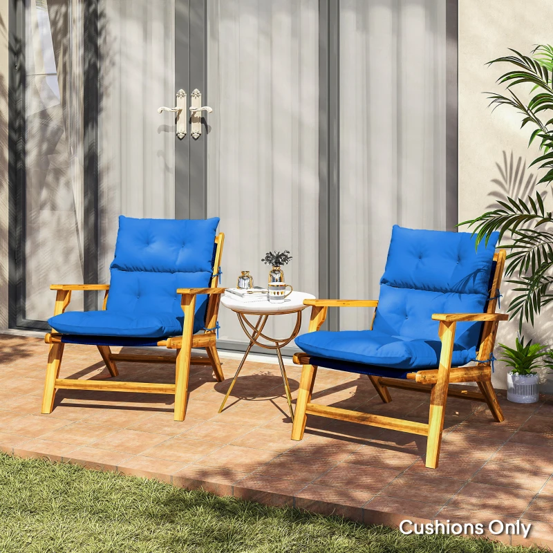 Outsunny Set of 2 Rocking Chair Padded Seat Cushions - Blue