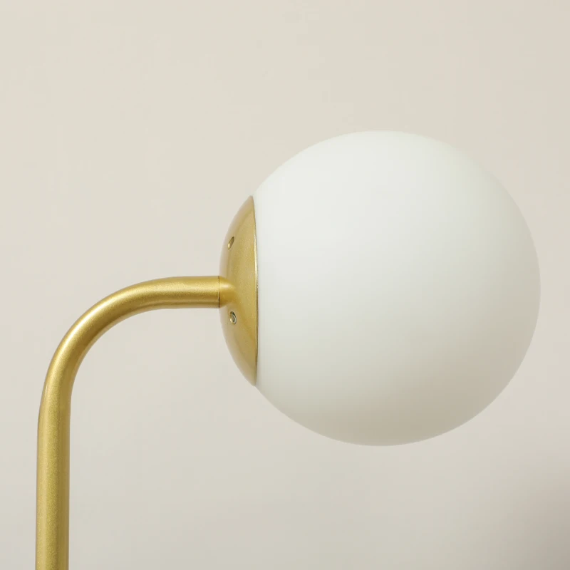 HOMCOM Moderne vloerlamp met 3 lampschermen, met voetschakelaar, voor woonkamer, slaapkamer, 3 x E27-fitting, goudkleurig