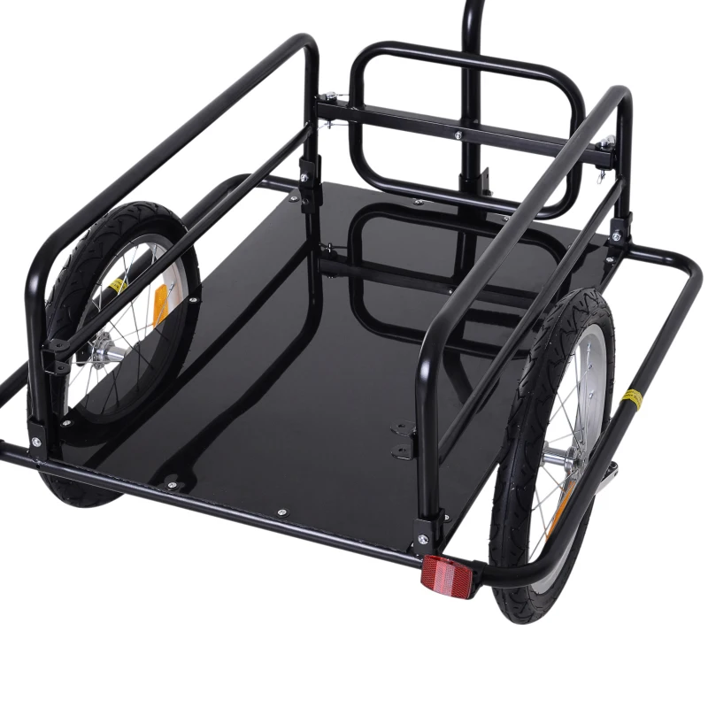HOMCOM Aanhangwagen koppeling transportaanhanger fietskar bolderwagen zwart(m-14)