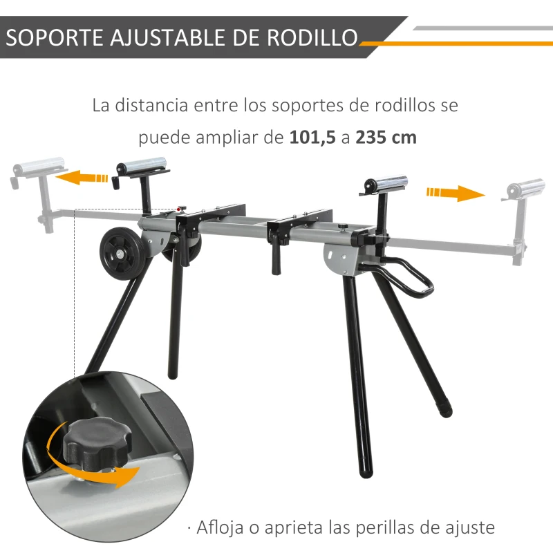 DURHAND Soporte Universal para Sierra Ingletadora Plegable con Distancia de Trabajo Ajustable Fácil de Transportar y Almacenar 123,5-245x73x96 cm Negro