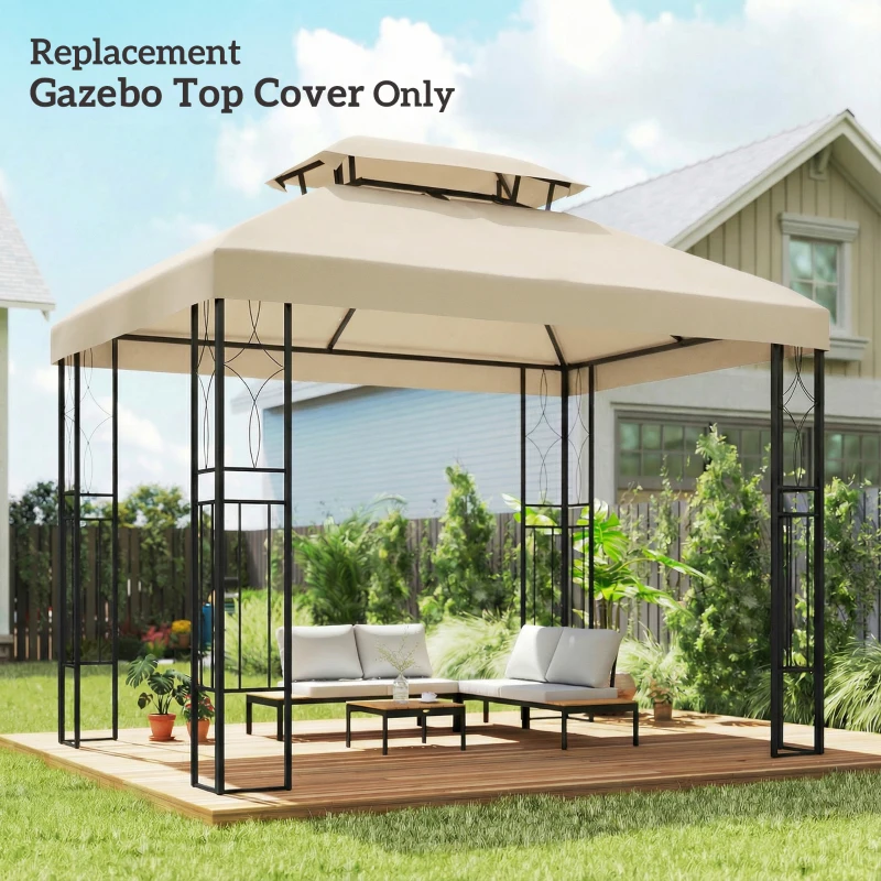 Outsunny Teto de Reposição 4x3 m com Teto Duplo Orifícios de Drenagem e Proteção UV Apenas Teto NÃO Inclui Estrutura Creme
