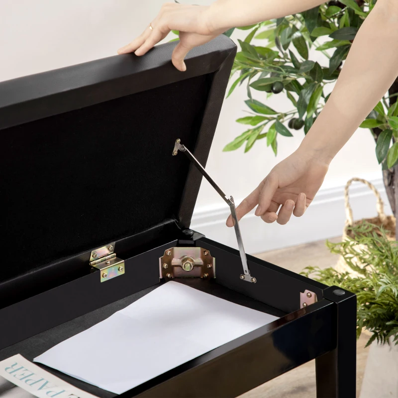 HOMCOM Piano bank, pianobank voor 1 persoon, gestoffeerd, houten poten, zwart.