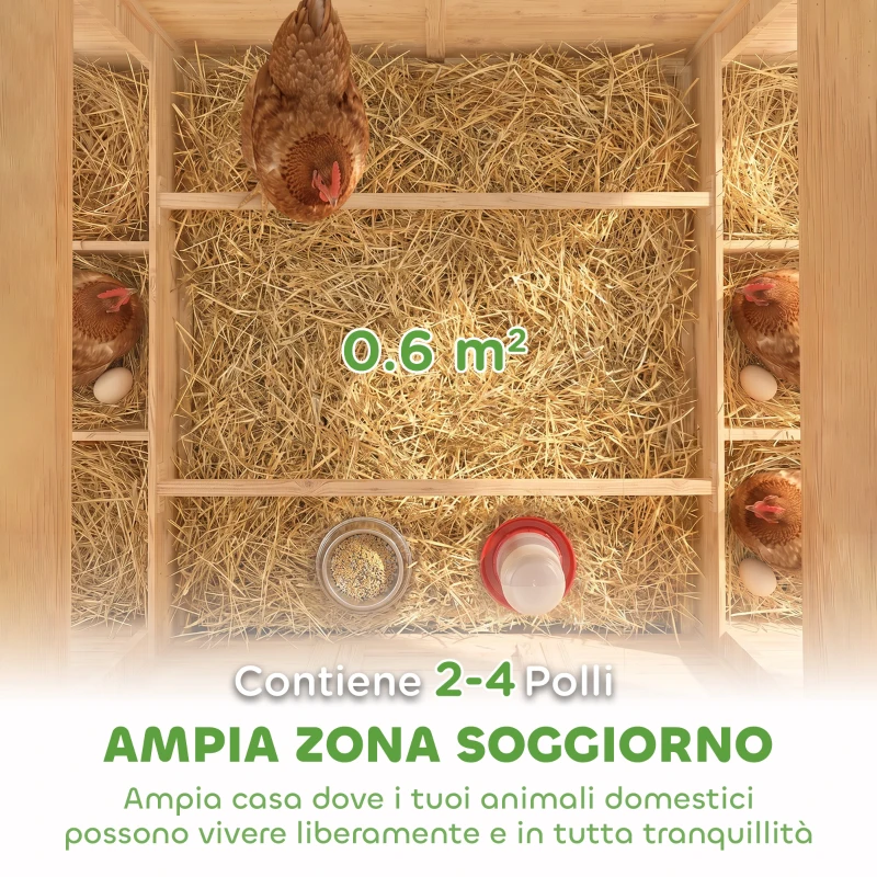 PawHut Pollaio in Legno Casetta Galline Tetto Impermeabile 150x100x96.5cm Giallo