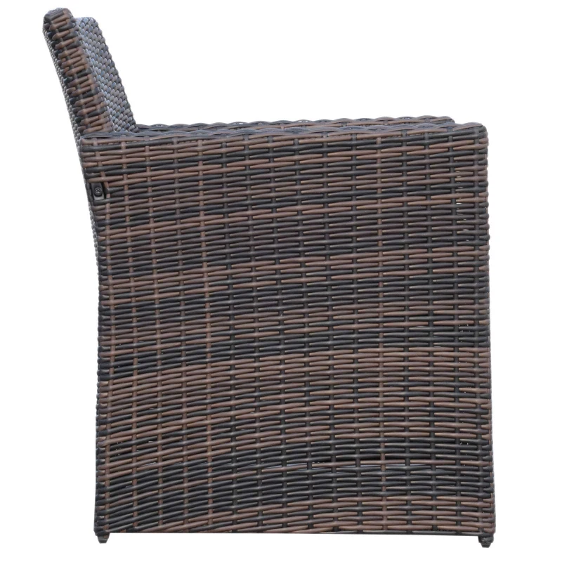 Outsunny 4 Pieces PE Rattan Garden Sofa Set with Cushions, Outdoor Patio Wicker Weave Conservatory Furniture Set with a Loveseat, 2 Armchairs and a Glass Top Coffee Table, Mixed Brown