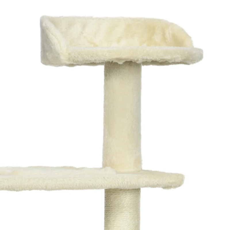Krabpaal PawHut met sisalpalen, krabpaal voor katten, klimboom voor katten, kattenboom, lichtgrijs, 50 x 50 x 100 cm kattenkrabpaal sisalpalen kattenboom beige | Aosom.nl