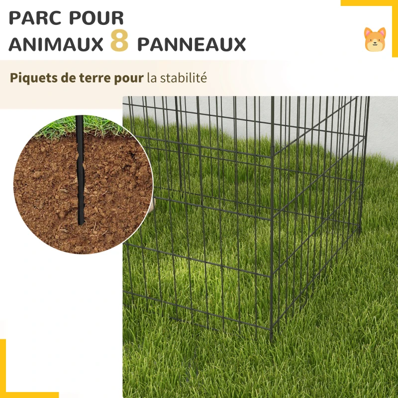 PawHut Lot de 2 parcs enclos modulables pour chiens lapins rongeurs clôture pour petits animaux pliant 1 porte 8 panneaux
