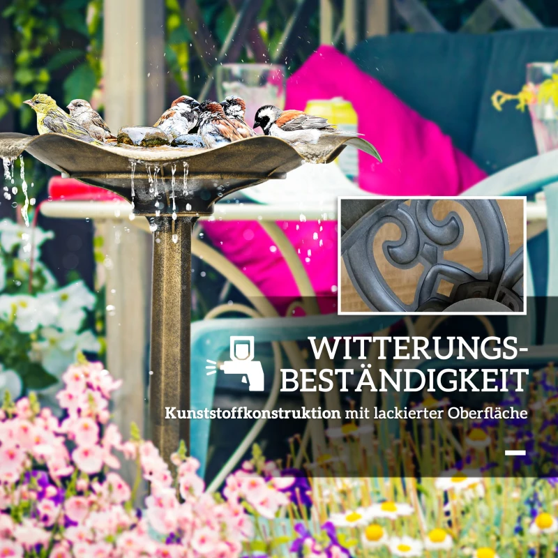 Outsunny Vogelbad Waterbak, Vintage Ontwerp, Stabiele Voet, Winterbestendig, Ø50 x 71H cm, Brons