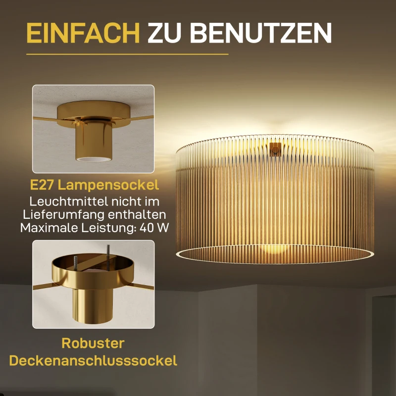 HOMCOM Plafondlamp met Acryllampenkap, Metaal, Halogeen en LED Compatibel(m-5)