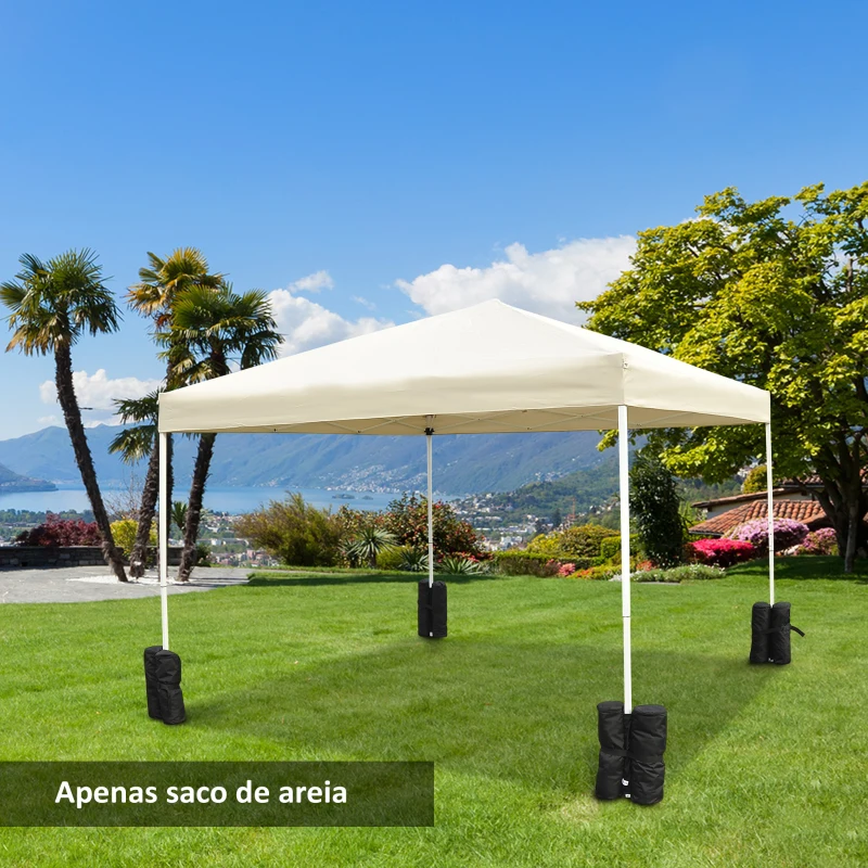Outsunny Pack de 4 Sacos de Lastro Enchíveis para Carpa Tenda e Toldo Volume Máx. 15kg Ø14x42 cm Preto