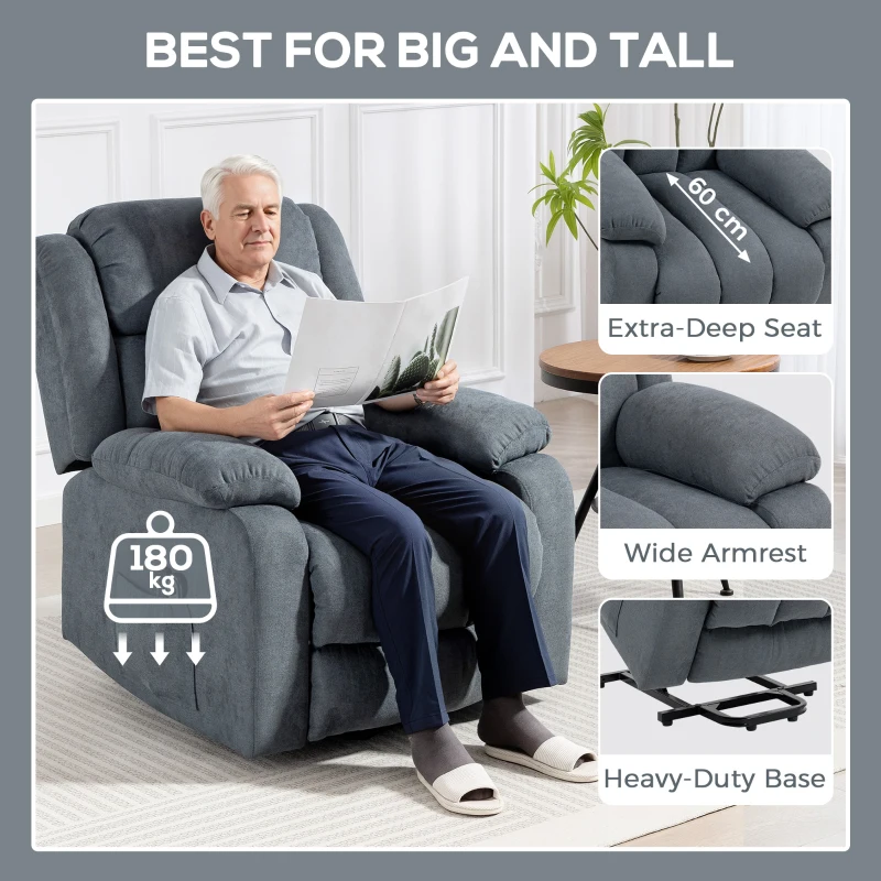 HOMCOM Power Lift Recliner Chair with Vibration Massage, Lift Chair for Elderly with Footrest, Remote, Side Pocket, Grey