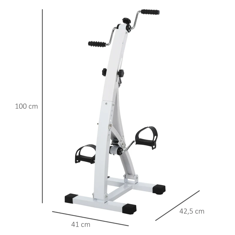 HOMCOM Hometrainer voor senioren bewegingstrainer pedaaltrainer armen en benen staal wit
