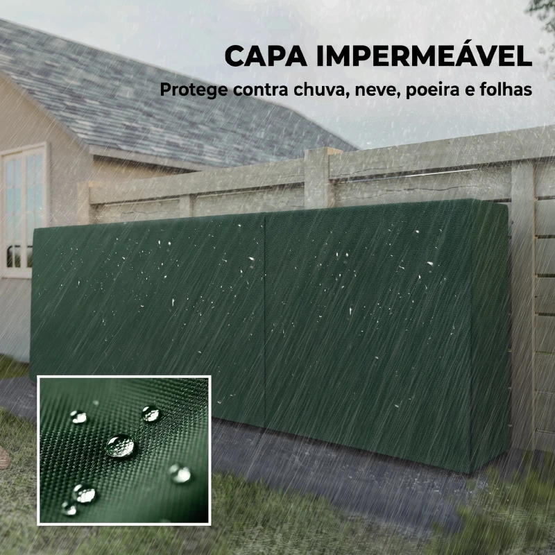 Outsunny Lenheiro com Cobertura para Interior e Exterior Carga 300 kg 300x36x99 cm Verde Escuro e Preto