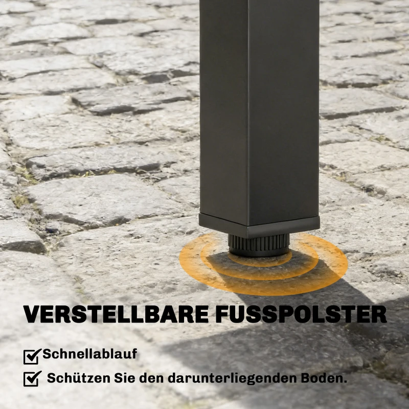 Outsunny Gartentisch Ausziehbarer 80/160 x 80 cm Aluminium Esstisch für 4-6 Personen, Rechteckig mit Lamellenplatte