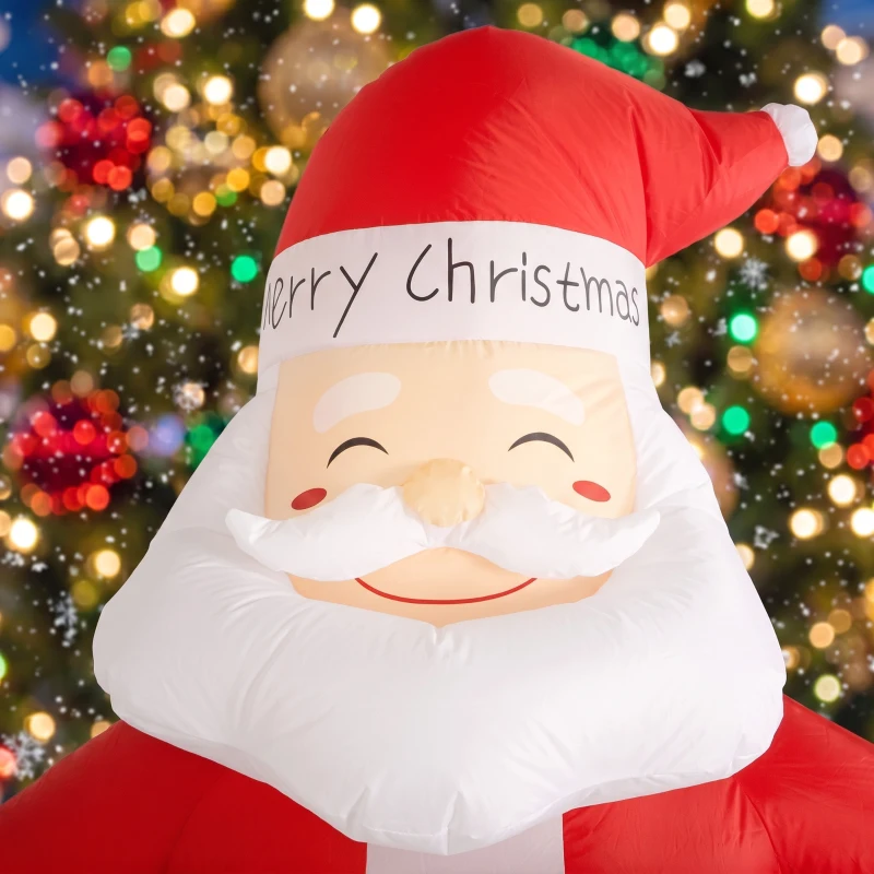 Outsunny 9.3ft Giant Christmas Inflatable Hanging Santa Claus Sitting w/ Reindeer, Gift Box