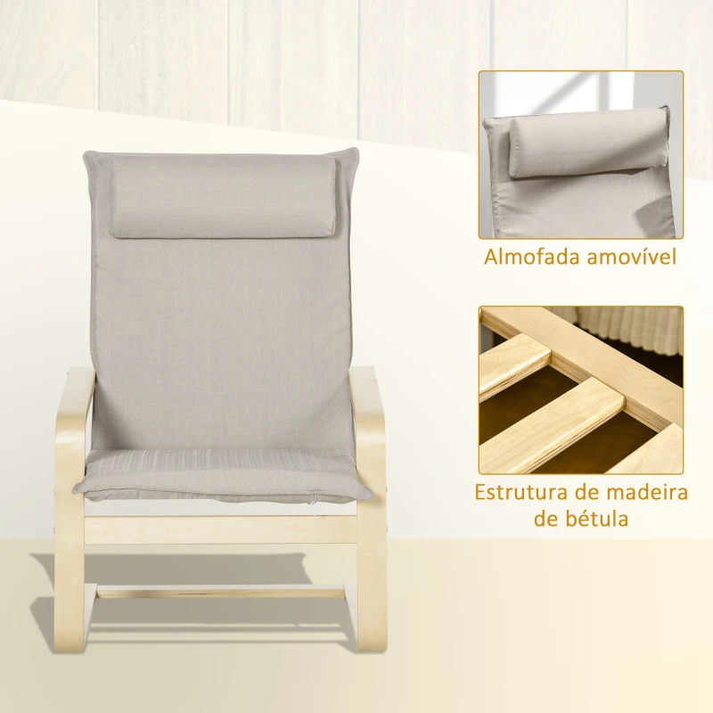 HOMCOM Poltrona Otomana Estofada em Tecido Poltrona Moderna com Encosto Alto e Almofada Removível 67x69x100cm Cinza