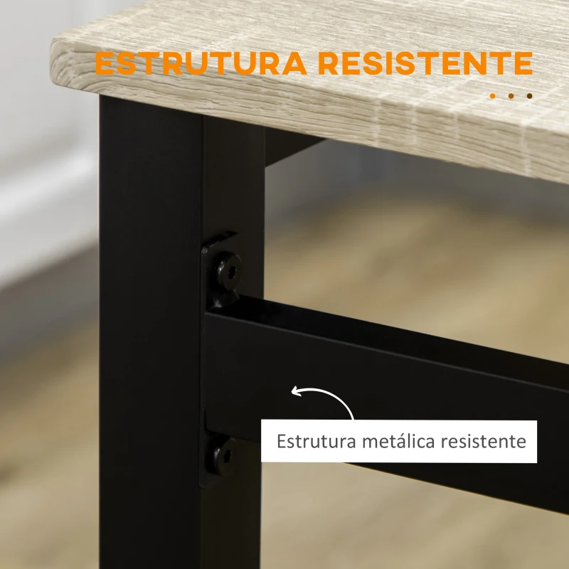 HOMCOM Conjunto de Mesa e Cadeiras de Refeição Mesa de Cozinha Retangular com 4 Cadeiras Estilo Moderno Carvalho e Preto