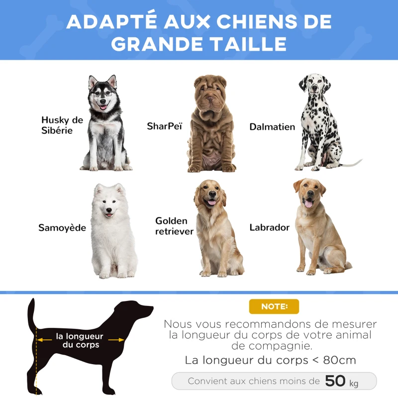 PawHut Lit sur pieds XXL pour chien chat lit de camp animal 122L x 92l x 23H cm bleu foncé