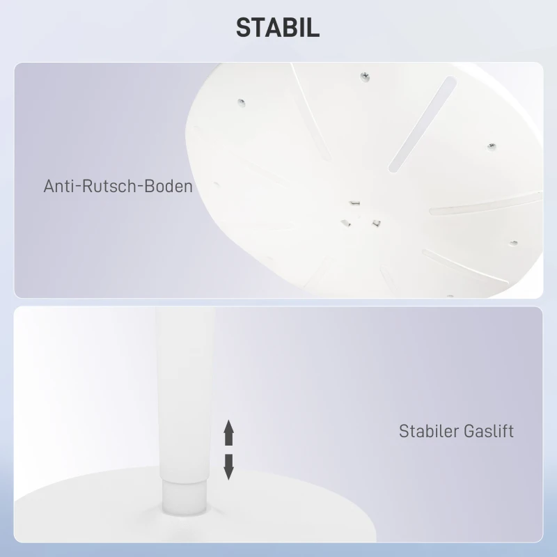 HOMCOM Wipkruk, Ergonomisch, Hoogte Verstelbaar, Tot 120 kg, 42,5x35,5x56,5-71,5cm, Grijs