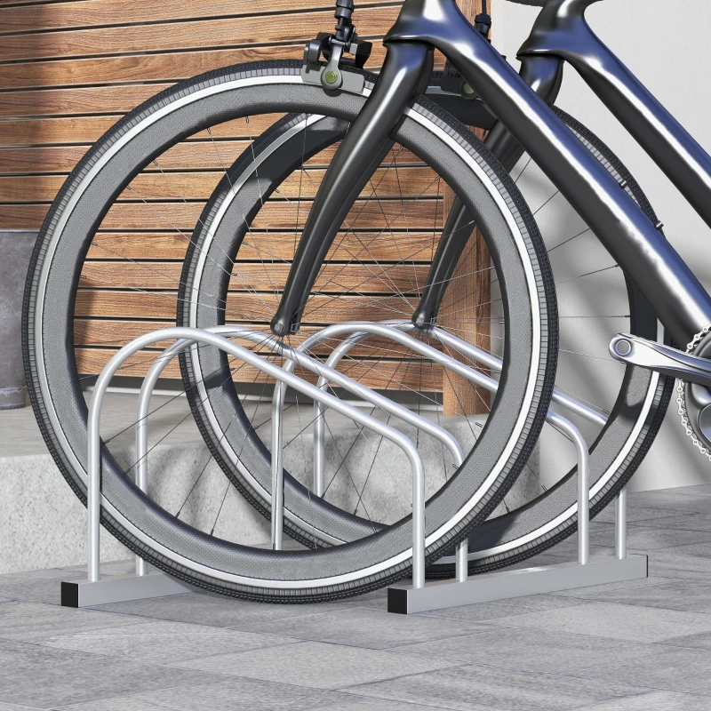 SPORTNOW Rastrelliera per 2 Biciclette in Acciaio con Posizione Regolabile, 50x34x27.5 cm, Argento