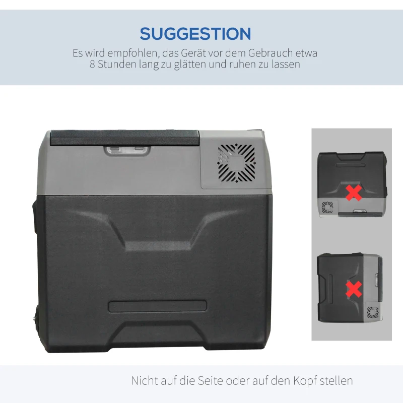 HOMCOM Autokoelkast, koelbox, 50L, tot -20° C, touch-display, 2 wielen, telescopisch handvat, 58,6 x 37,8 x 54,5 cm, grijs