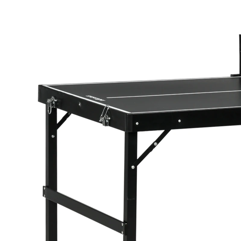 SPORTNOW 5ft Mini Table Tennis Table, Folding Ping Pong Table with Net and Aluminium Frame, Portable Ping Pong Game Set for Indoor Outdoor Use, Black