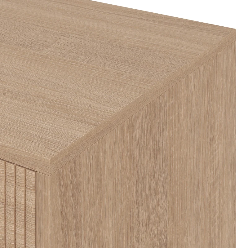 HOMCOM Bedroom Chest of Drawers with 4 Drawers, Fluted Dresser with Gold Tone Handles, Storage Cabinet, Natural