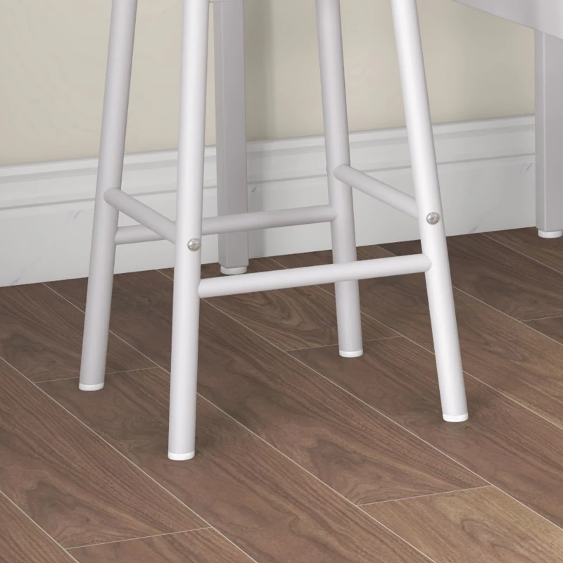 HOMCOM Mesa Alta de cozinha com Bancos Estrutura em Aço Estilo Industrial Mesa Alta para Sala de Jantar Natural e Branca
