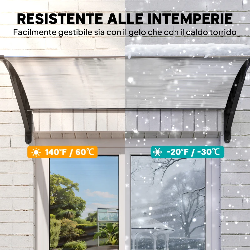 Outsunny Tenda da Sole Curva con Viti e Bulloni Inclusi, in Policarbonato, PP e Alluminio, 90x150x25 cm