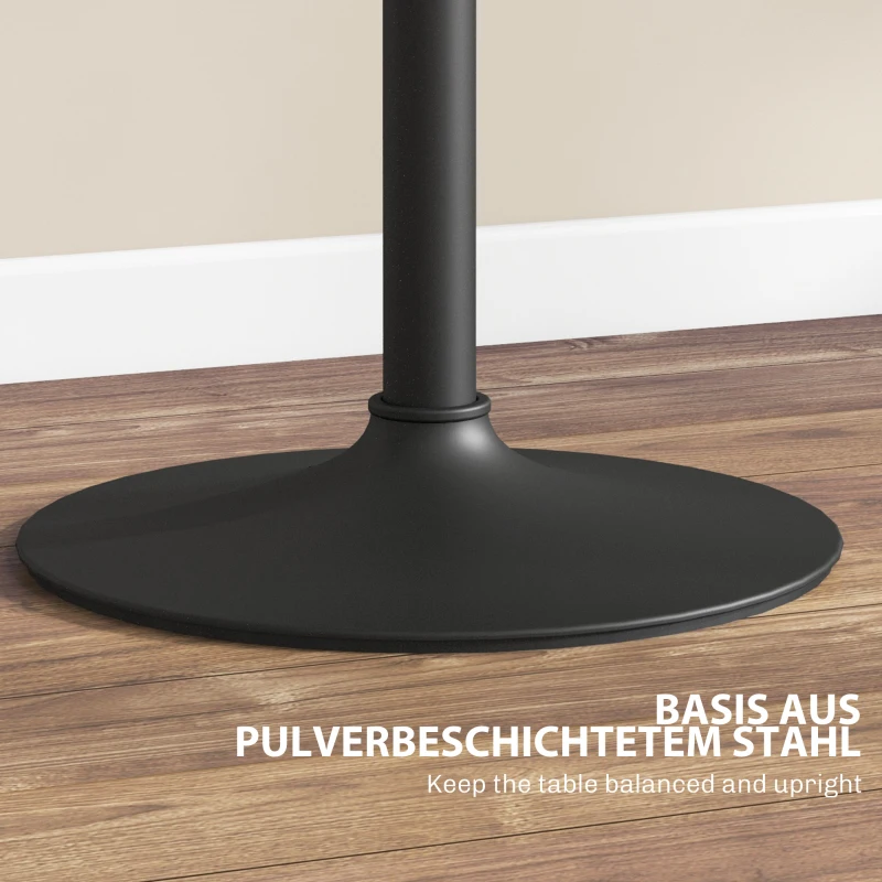 HOMCOM Bartafel voor 2 Personen, In Hoogte Verstelbaar, Marmerlook, 60 x 60 x 68-93,5 cm, Zwart