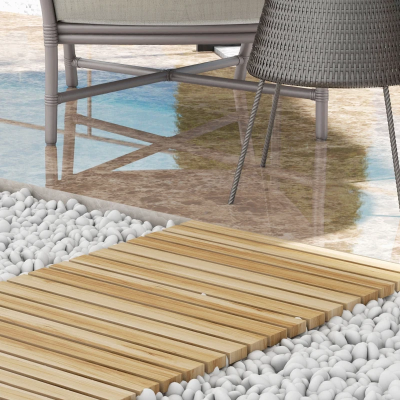 Outsunny Rollweg Gehweg Ausrollbarer Gartentritt, wetterbeständig, Fichtenholz, 120 x 47 x 1 cm, Natur