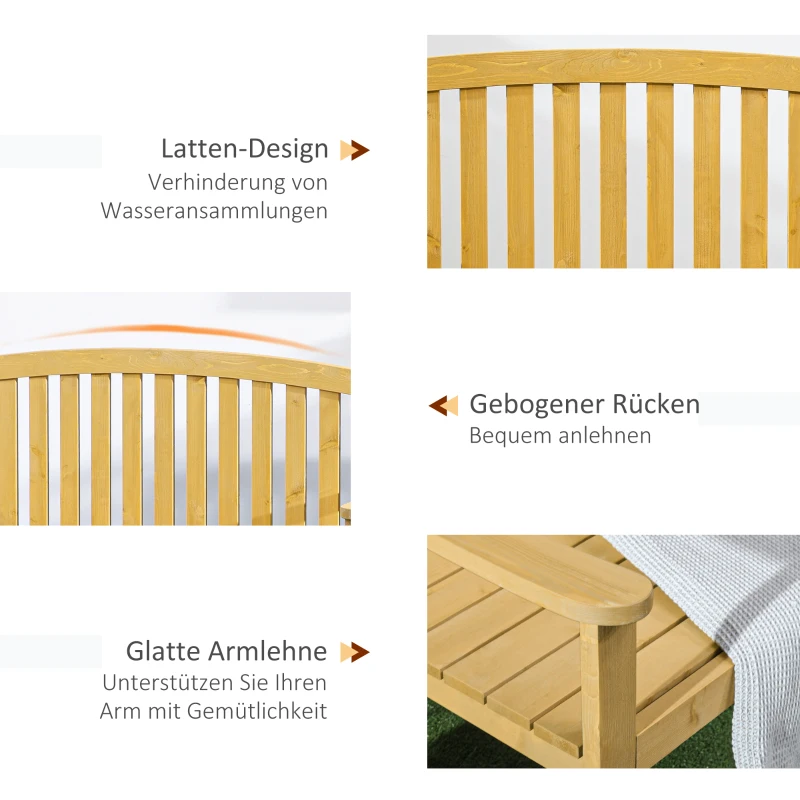 Outsunny 2-zits tuinbank hout, weerbestendige zitbank, tuinmeubel met rugleuning, 240 kg draagbaar 140 x 50 x 85 cm, Orange(m-6)