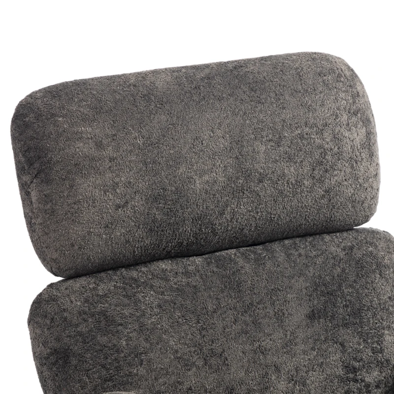 HOMCOM Upholstered Rocking Chair Adjustable Headrest Rocker Chair Raindrop Velvet Rubberwood Base Dark Grey
