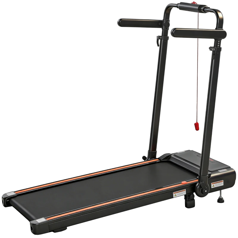 SPORTNOW Passadeira Dobrável Elétrica 2.5HP com Secretária Destacável e Guiador Ajustável em Altura 1-12 km/h Ecrã LED 125x70x102-111 cm Preto